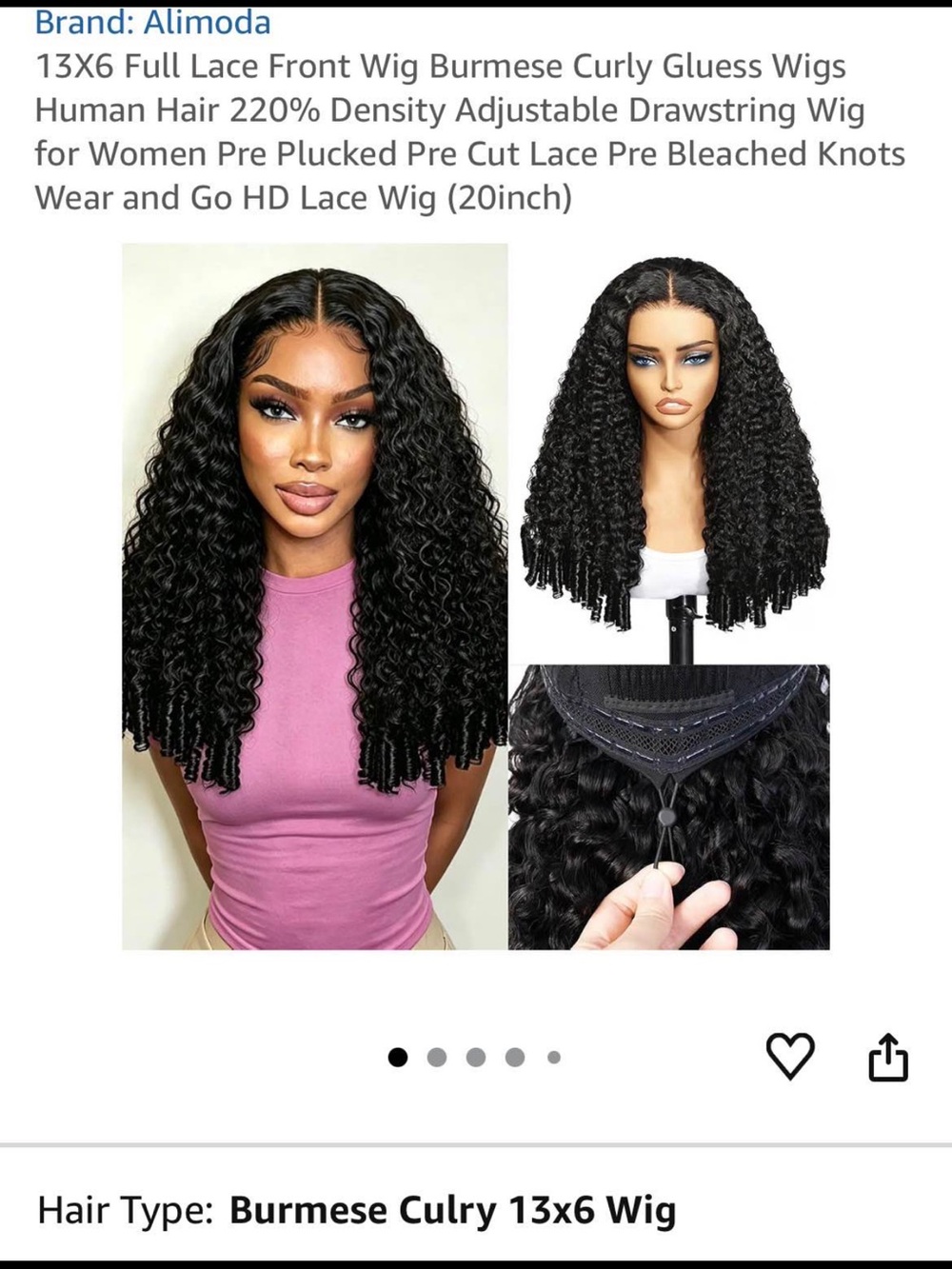 Moda Burmese Curly 13x6 Full Lace Wig - Natural Black
